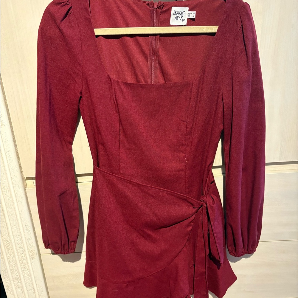 Princess Polly Burgundy Long Sleeve Dress